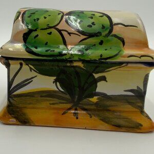T. Castillo Hecho En Mexico Talavera Trinket Box Chest with Cactus